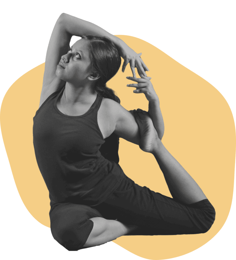 Aindrilla Das doing One legged King Pigeon pose (Eka pada rajakopatasana)